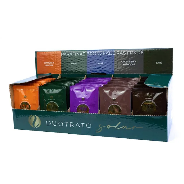 DISPLAY COM 60 SACHÊS DE PARAFINA BRONZEADORA 20g